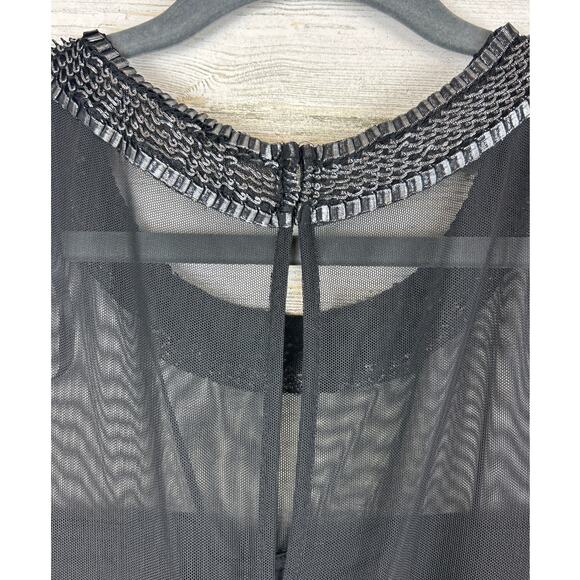 SLNY Women’s 12 Black Silver Sleeveless Midi Shift Cocktail Dress Pullover NEW - Picture 3 of 8